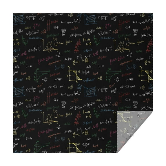 Math Equations Colorful Formulas Black Pattern Square Tablecloth,Waterproof Square Table Cover,Wipeable Spillproof Washable Table Cover for Home Kitchen Party Decor 42"X42"(107x107cm)