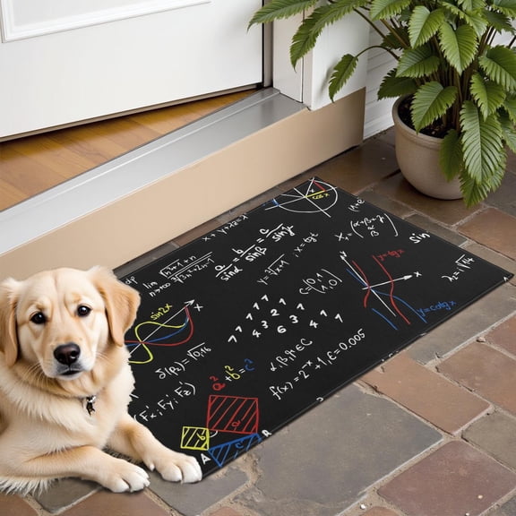 Math Equations Colorful Graphs Black Pattern Door Rugs,Washable Non Slip Door Mats Indoor,Decorative Door Mats,Entry Mat Indoor for Entrance,Bedroom,Kitchen,Bathroom,16"x24"