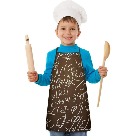 Math Equations Colorful Graphs Black Pattern Kids Aprons for Girls and Boys,Adjustable Neck Strap Toddler Aprons for Kids Cooking Baking