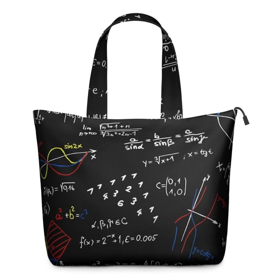 Math Equations Colorful Graphs Black Pattern Travel Tote Bags for Women Carry On,Large Weekender Bags for Women Travel,Multi Functional Duffle Bag for Work,Shopping,Sports