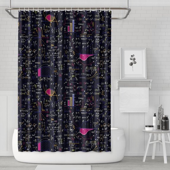 Math Equations Colorful Math Black Pattern Shower Curtain 72"x72" ,Bathroom Decorative Shower Curtains Set with 12 Hooks,Modern Waterproof Washable Shower Curtain