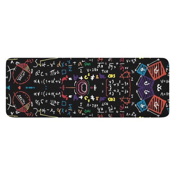 Math Equations Colorful Math Symbols Black Pattern Kitchen Rug Mat,Kitchen Runner Rugs Non Skid Washable,Decorative Kitchen Floor Mats for Kitchen,Sink,Laundry,17"x47.2"
