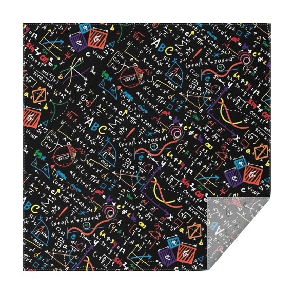 Math Equations Colorful Math Symbols Black Pattern Square Tablecloth,Waterproof Square Table Cover,Wipeable Spillproof Washable Table Cover for Home Kitchen Party Decor 60"x60"(152x152cm)