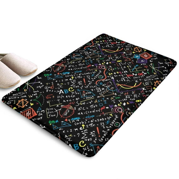 Math Equations Colorful Math Symbols Flannel Non Slip Door Rugs,Washable Door Mats Indoor,Decorative Door Mats,Dirt-Resistant and Absorbent Doormat for Entrance,Bedroom,Kitchen,Bathroom,23.5"x16"