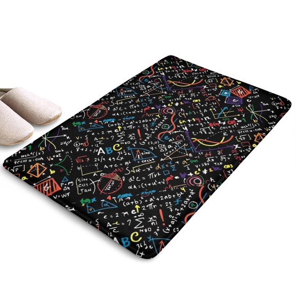 Math Equations Colorful Math Symbols Flannel Non Slip Door Rugs,Washable Door Mats Indoor,Decorative Door Mats,Dirt-Resistant and Absorbent Doormat for Entrance,Bedroom,Kitchen,Bathroom,23.5"x16"