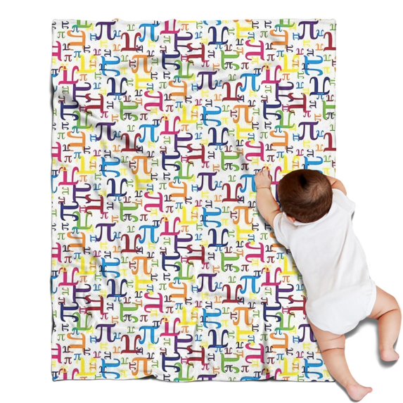 Math Equations Colorful Pi Symbols White Pattern Blanket,Comfortable Soft Flannel Throw Blanket,All Season,Warm Lightweight Blankets for Sofa Bed Couch Living Room Chair,30"x40"