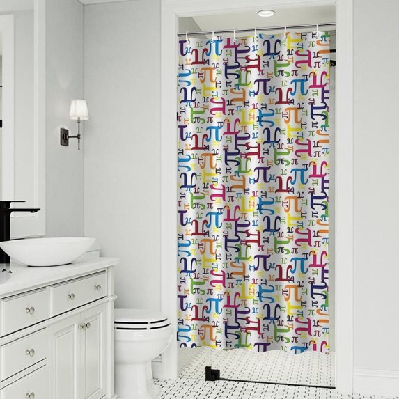 Math Equations Colorful Pi Symbols White Pattern Shower Curtain 36"x72" ,Bathroom Decorative Shower Curtains Set with 12 Hooks,Modern Waterproof Washable Shower Curtain