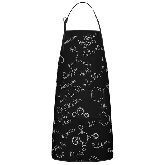 Math Equations Colorful Science Black Apron-Garden Aprons for Women with Pockets-Cotton Linen Waterproof Kitchen Cooking Gardening Aprons Adjustable for Kitchen,Cooking,BBQ and Salon 33x27 Inch