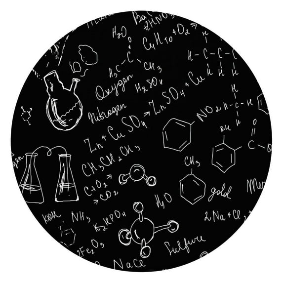 Math Equations Colorful Science Black Pattern Round Fitted Tablecloth with Elastic Edge,Dining Table Cover Waterproof,Outdoor Round Tablecloth for Camping,Dining,Indoor and Outdoor