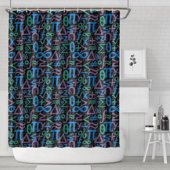 Math Equations Colorful Symbols Pattern Shower Curtain 84"x72" ,Bathroom Decorative Shower Curtains Set with 12 Hooks,Modern Waterproof Washable Shower Curtain