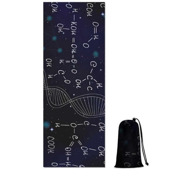Math Equations Cosmic Formulas Blue Pattern Hot Yoga Mat Towel Non Slip for Hot Yoga - Quick-Drying Yoga Mat Cover with 4 Corner Pockets with Travel Bag - Hot Yoga Towel Non Slip 70"x26"