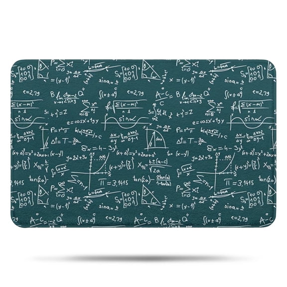 Math Equations Dark Green Formula Pattern Bathroom Rugs Mat,Non Slip Microfiber Bathroom Rug,Rubber Backing,Soft Bathroom Mats for Bathroom Floor,Tub and Shower,17x27in(43x68cm)