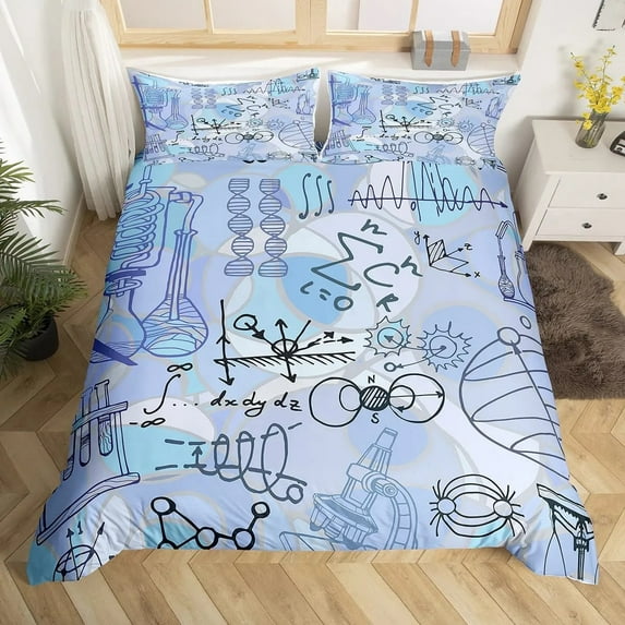 Math Equations Duvet Cover Set Hourglass Purple Galaxy Comforter Cover Physics Formula Dorm Bedding