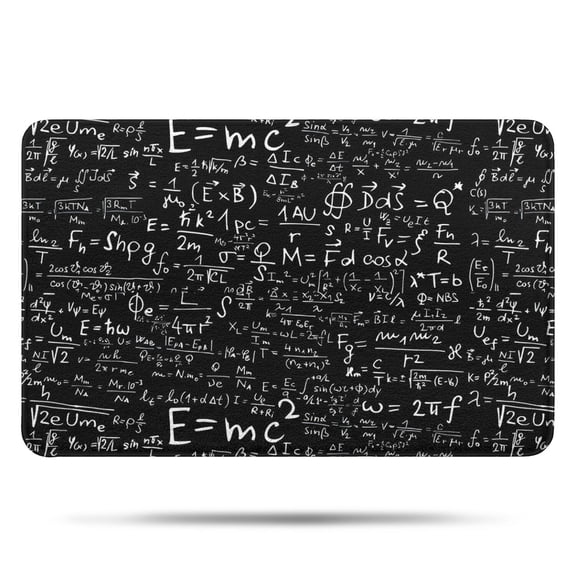 Math Equations Energy Formulas Black Pattern Bathroom Rugs Mat,Non Slip Microfiber Bathroom Rug,Rubber Backing,Soft Bathroom Mats for Bathroom Floor,Tub and Shower,17x27in(43x68cm)