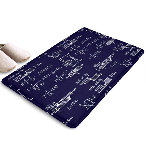Math Equations Engineering Diagrams Navy Flannel Non Slip Door Rugs,Washable Door Mats Indoor,Decorative Door Mats,Dirt-Resistant and Absorbent Doormat for Entrance,Bedroom,Kitchen,Bathroom,23.5"x16"