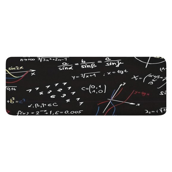 Math Equations Geometric Shapes Black Pattern Kitchen Rug Mat,Kitchen Runner Rugs Non Skid Washable,Decorative Kitchen Floor Mats for Kitchen,Sink,Laundry,17"x47.2"