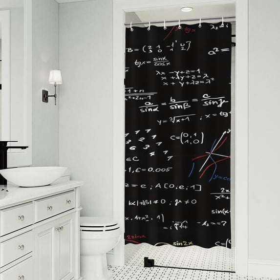 Math Equations Geometric Shapes Black Pattern Shower Curtain 36"x72" ,Bathroom Decorative Shower Curtains Set with 12 Hooks,Modern Waterproof Washable Shower Curtain