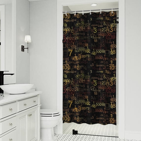 Math Equations Geometric Shapes Black Pattern Shower Curtain 36"x72" ,Bathroom Decorative Shower Curtains Set with 12 Hooks,Modern Waterproof Washable Shower Curtain