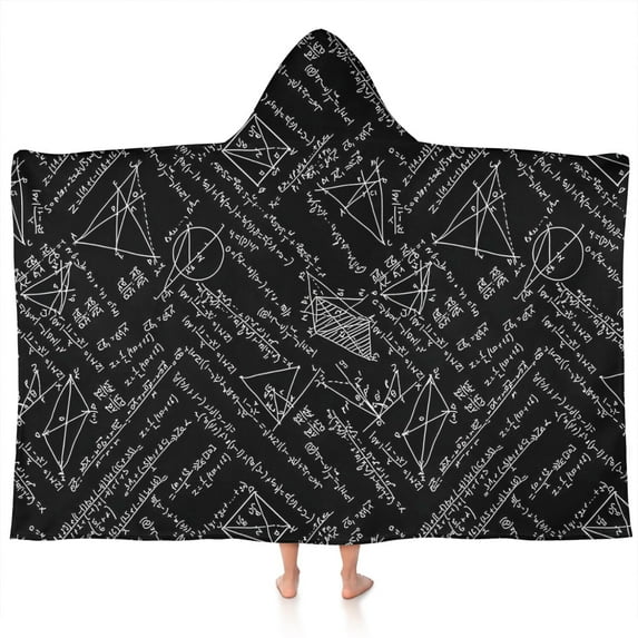 Math Equations Geometric Shapes Pattern Hooded Bath Towel,60"x35" for Ages 3 To 12 Kids, Quick Dry Lightweight Soft Microfiber Hood Beach Towel Cover Up for Kids