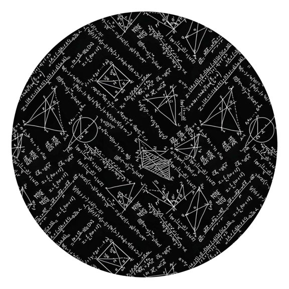Math Equations Geometric Shapes Pattern Round Fitted Tablecloth with Elastic Edge,Dining Table Cover Waterproof,Outdoor Round Tablecloth for Camping,Dining,Indoor and Outdoor