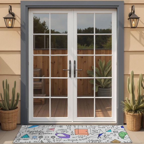 Math Equations Geometric Shapes White Pattern Door Rugs,Washable Non Slip Door Mats Indoor,Decorative Door Mats,Entry Mat Indoor for Entrance,Bedroom,Kitchen,Bathroom,16"x47"