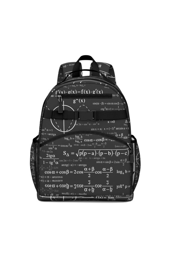 Math Equations Geometry Black Pattern Backpack for School,Cute School Bag,Schoolbag with Adjustable Shoulder Straps & Padded Back,15.25"x11.5"x5.25"