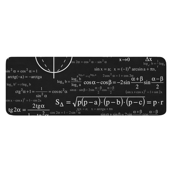 Math Equations Geometry Black Pattern Kitchen Rug Mat,Kitchen Runner Rugs Non Skid Washable,Decorative Kitchen Floor Mats for Kitchen,Sink,Laundry,17"x47.2"