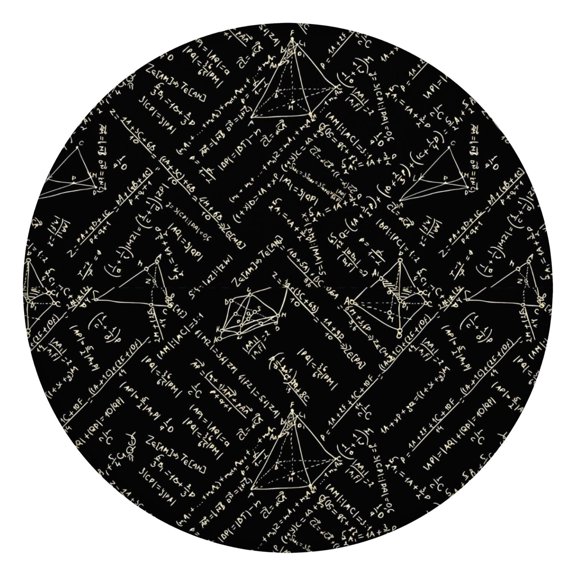 Math Equations Geometry Black Pattern Round Fitted Tablecloth with Elastic Edge,Dining Table Cover Waterproof,Outdoor Round Tablecloth for Camping,Dining,Indoor and Outdoor