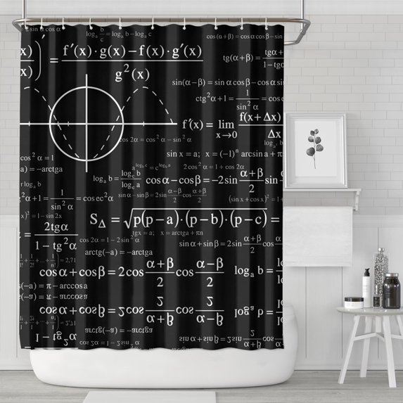 Math Equations Geometry Black Pattern Shower Curtain 72"x84" ,Bathroom Decorative Shower Curtains Set with 12 Hooks,Modern Waterproof Washable Shower Curtain