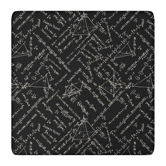 Math Equations Geometry Black Pattern Square Fitted Tablecloth with Elastic Edge,Square Table Cover,Washable Elastic Table Cover for Home Kitchen Party Decor 36"x36"