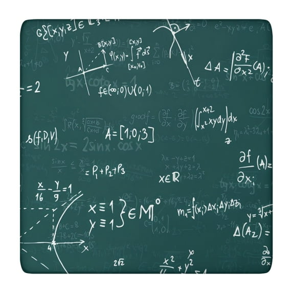 Math Equations Geometry Green Pattern Square Fitted Tablecloth with Elastic Edge,Square Table Cover,Washable Elastic Table Cover for Home Kitchen Party Decor 36"x36"