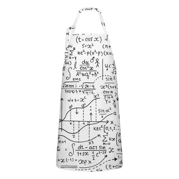 Math Equations Geometry Icons White Pattern Apron-Garden Aprons for Women with Pockets-Cotton Linen Waterproof Kitchen Cooking Gardening Aprons Adjustable for Kitchen,Cooking,BBQ and Salon 33x27 Inch