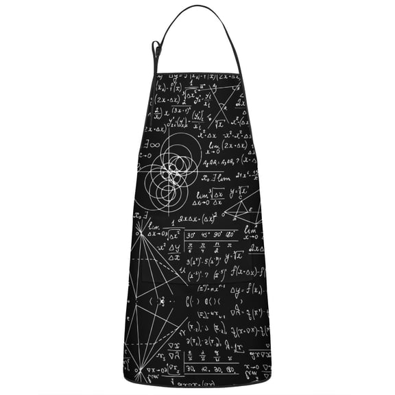 Math Equations Geometry Shapes Black Apron-Garden Aprons for Women with Pockets-Cotton Linen Waterproof Kitchen Cooking Gardening Aprons Adjustable for Kitchen,Cooking,BBQ and Salon 33x27 Inch