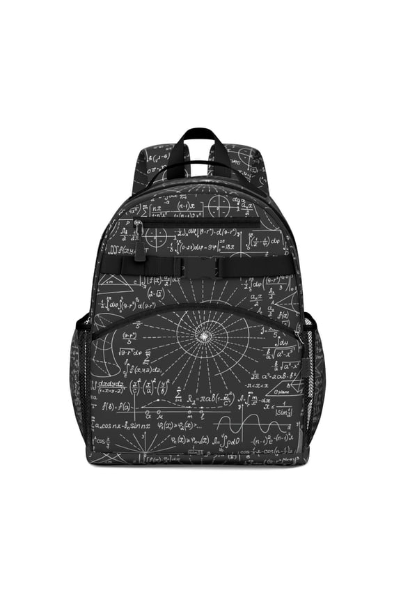 Math Equations Geometry Shapes Black Pattern Backpack for School,Cute School Bag,Schoolbag with Adjustable Shoulder Straps & Padded Back,15.25"x11.5"x5.25"