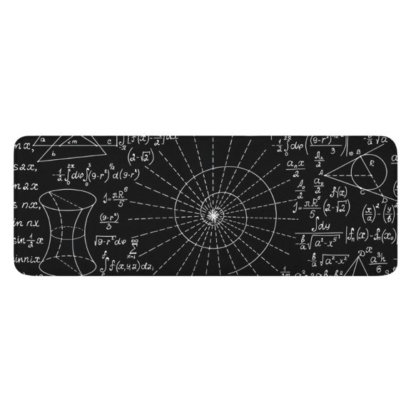 Math Equations Geometry Shapes Black Pattern Kitchen Rug Mat,Kitchen Runner Rugs Non Skid Washable,Decorative Kitchen Floor Mats for Kitchen,Sink,Laundry,17"x47.2"