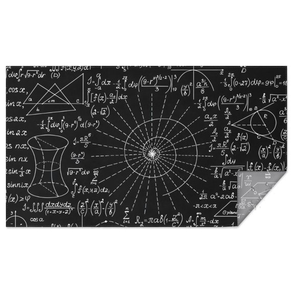 Math Equations Geometry Shapes Black Pattern Rectangle Tablecloth 60"x102",Waterproof Polyester Rectangle Table Cloth, Wipeable Spillproof Polyester Tablecloth for Dining, Camping, Indoor and Outdoor