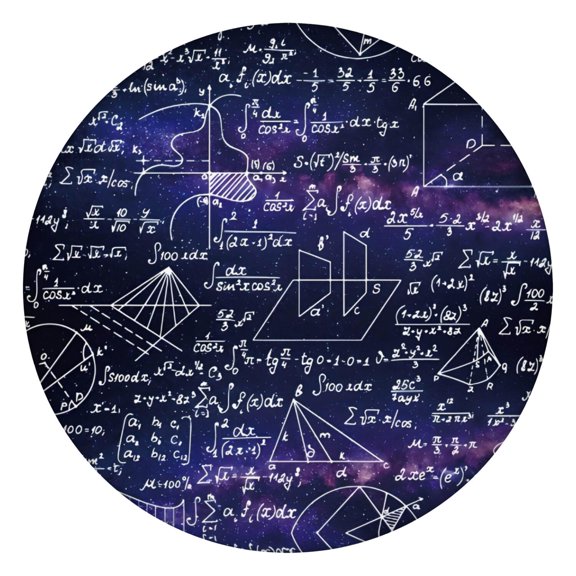 Math Equations Geometry Shapes Purple Pattern Round Fitted Tablecloth with Elastic Edge,Dining Table Cover Waterproof,Outdoor Round Tablecloth for Camping,Dining,Indoor and Outdoor