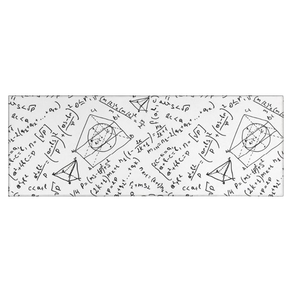 Math Equations Geometry Shapes White Pattern Kitchen Rug Mat,Kitchen Runner Rugs Non Skid Washable,Decorative Kitchen Floor Mats for Kitchen,Sink,Laundry,17"X47"