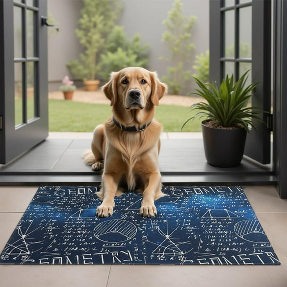 Math Equations Geometry Symbols Blue Pattern Door Rugs,Washable Non Slip Door Mats Indoor,Decorative Door Mats,Entry Mat Indoor for Entrance,Bedroom,Kitchen,Bathroom,20"x32"