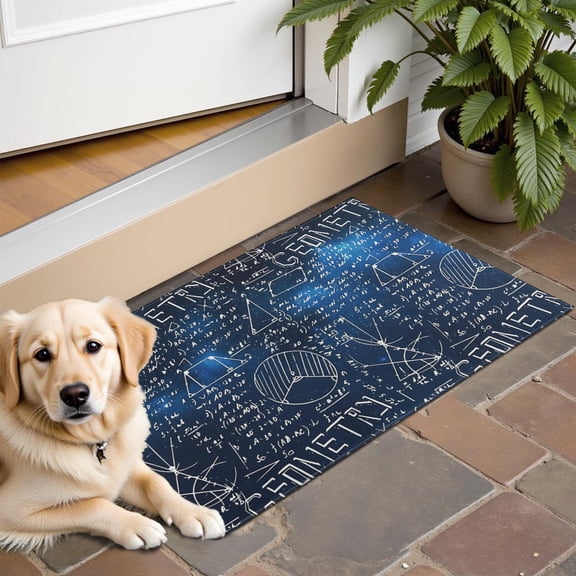 Math Equations Geometry Symbols Blue Pattern Door Rugs,Washable Non Slip Door Mats Indoor,Decorative Door Mats,Entry Mat Indoor for Entrance,Bedroom,Kitchen,Bathroom,16"x24"