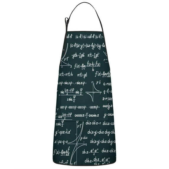 Math Equations Geometry Tools Green Pattern Apron-Garden Aprons for Women with Pockets-Cotton Linen Waterproof Kitchen Cooking Gardening Aprons Adjustable for Kitchen,Cooking,BBQ and Salon 33x27 Inch