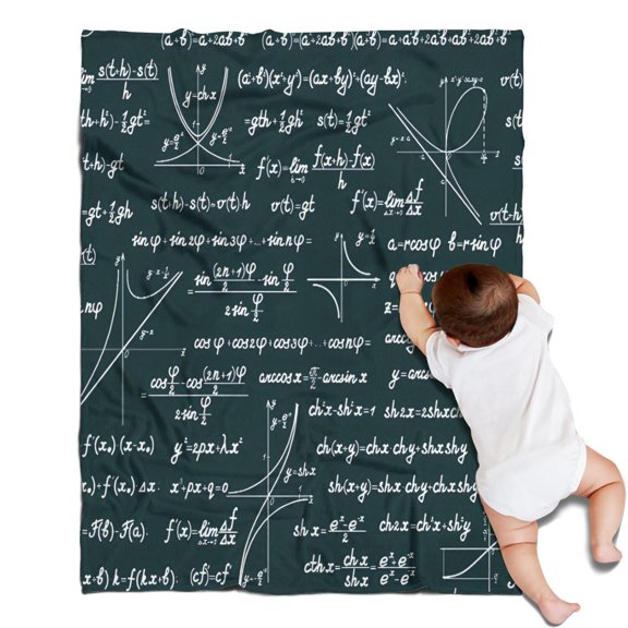 Math Equations Geometry Tools Green Pattern Blanket,Comfortable Soft Flannel Throw Blanket,All Season,Warm Lightweight Blankets for Sofa Bed Couch Living Room Chair,30"x40"