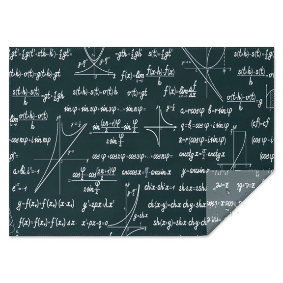 Math Equations Geometry Tools Green Pattern Rectangle Tablecloth 60"x84",Waterproof Polyester Rectangle Table Cloth, Wipeable Spillproof Polyester Tablecloth for Dining, Camping, Indoor and Outdoor