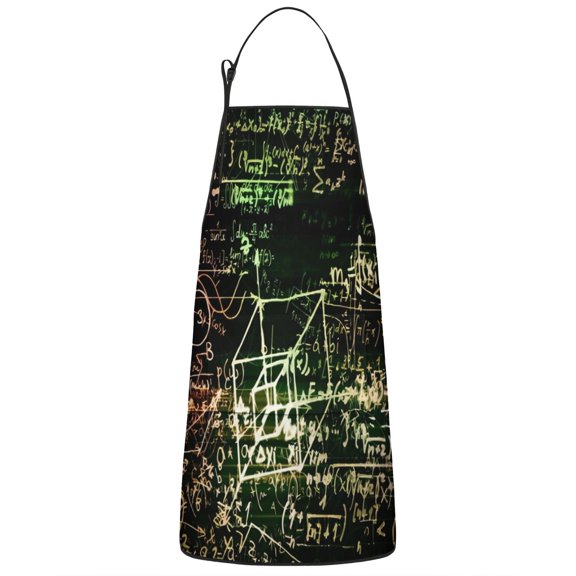 Math Equations Glowing Formulas Black Apron-Garden Aprons for Women with Pockets-Cotton Linen Waterproof Kitchen Cooking Gardening Aprons Adjustable for Kitchen,Cooking,BBQ and Salon 33x27 Inch