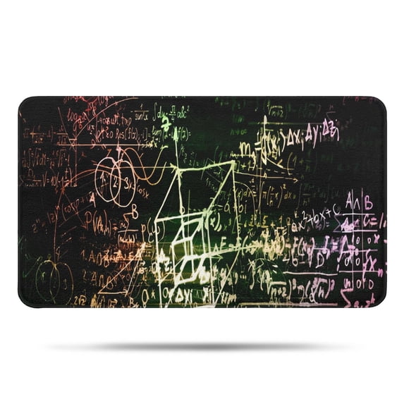 Math Equations Glowing Formulas Black Pattern Bathroom Rugs Mat,Non Slip Microfiber Bathroom Rug,Rubber Backing,Soft Bathroom Mats for Bathroom Floor,Tub and Shower,17x30in(43x75cm)