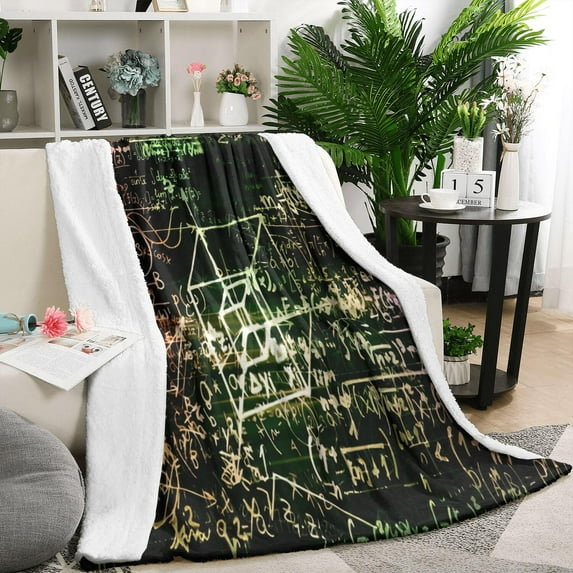 Math Equations Glowing Formulas Black Pattern Blanket,Comfortable Soft Flannel Throw Blanket,All Season,Warm Lightweight Blankets for Sofa Bed Couch Living Room Chair,50"x60"