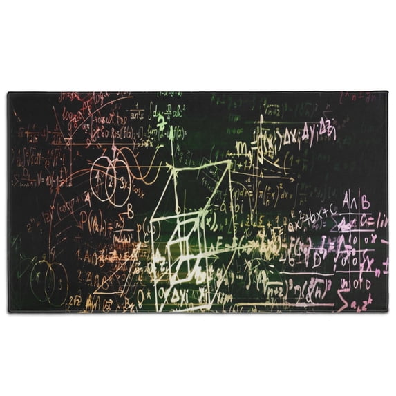 Math Equations Glowing Formulas Black Pattern Door Rugs,Washable Non Slip Door Mats Indoor,Decorative Door Mats,Entry Mat Indoor for Entrance,Bedroom,Kitchen,Bathroom,17"x30"