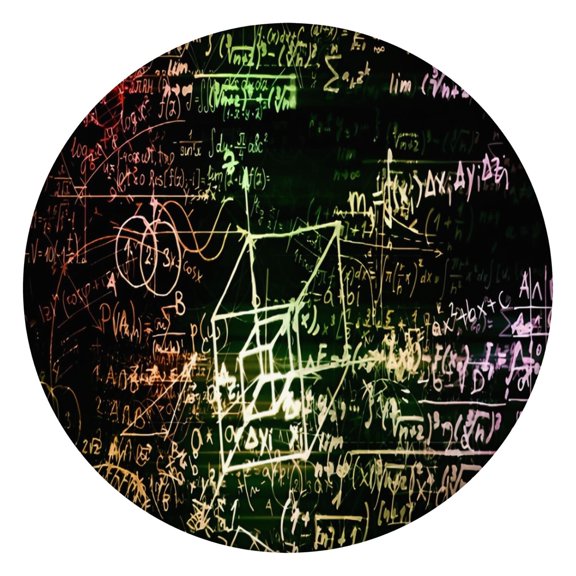 Math Equations Glowing Formulas Black Pattern Round Fitted Tablecloth with Elastic Edge,Dining Table Cover Waterproof,Outdoor Round Tablecloth for Camping,Dining,Indoor and Outdoor