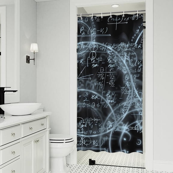 Math Equations Glowing Formulas Black Pattern Shower Curtain 36"x72" ,Bathroom Decorative Shower Curtains Set with 12 Hooks,Modern Waterproof Washable Shower Curtain