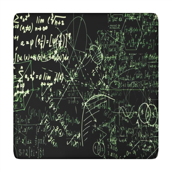 Math Equations Glowing Green Pattern Square Fitted Tablecloth with Elastic Edge,Square Table Cover,Washable Elastic Table Cover for Home Kitchen Party Decor 34"x34"